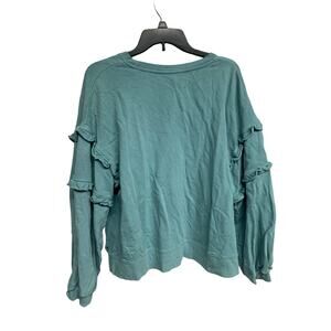 Time and Tru XXL 20 Teal Green Ruffle Sleeve Sweatshirt – Women’s Pullover